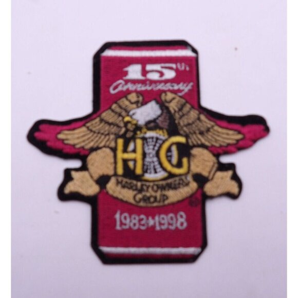 Harley Davidson "15th Anniversary Harley Owners Group"" 1983-1998"Patch Iron On - Picture 1 of 4